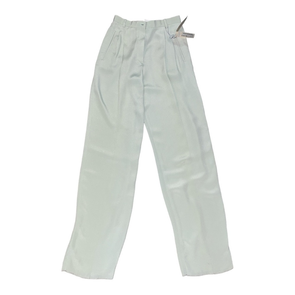 Nwt Giorgio Armani Vintage 90s Silk Seafoam Green Size 4 Womens Pleated Trousers